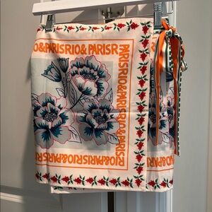 Commense Floral Print Mini Skirt - White and Orange